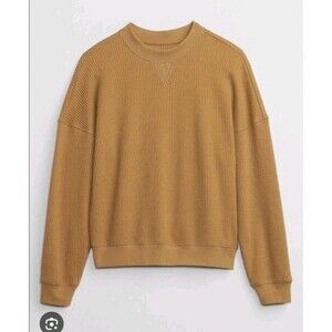 Gap Waffle Knit pullover sweater mustard yellow small cotton S Dolman Sleeve 172